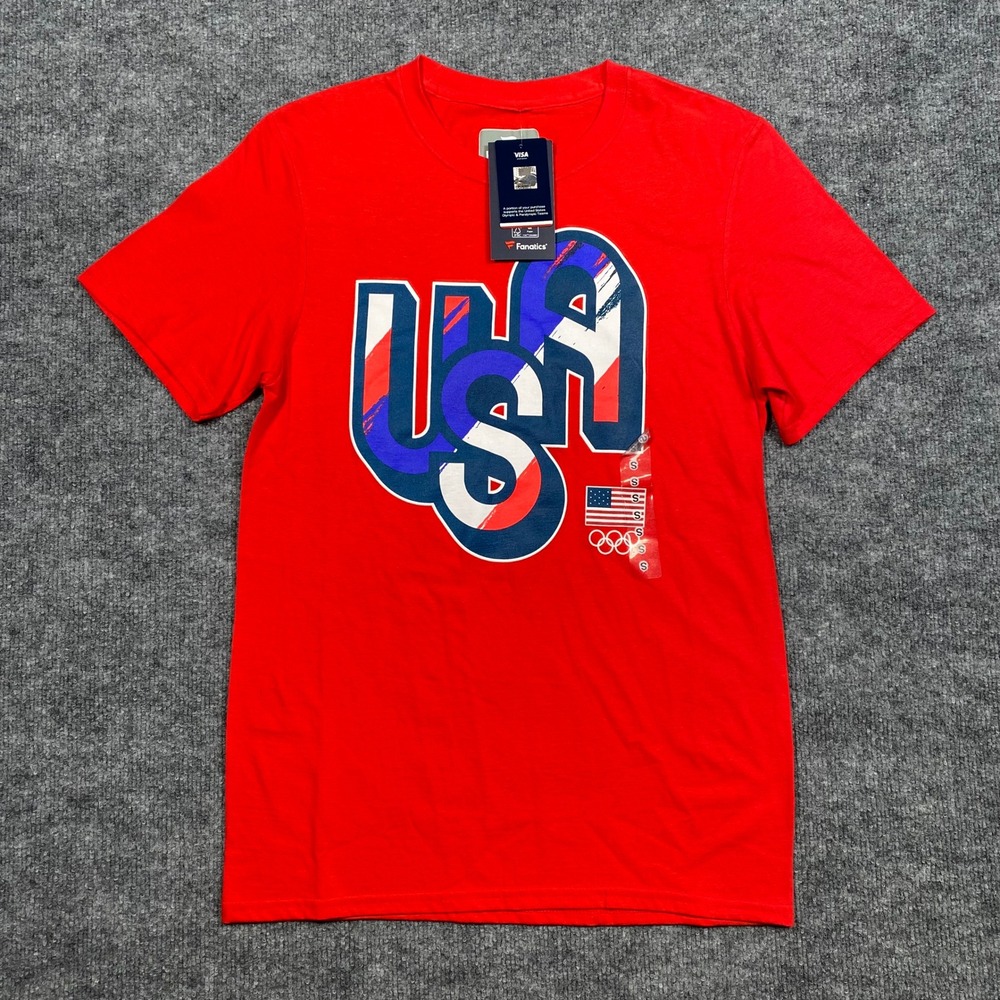 Fanatics Team USA Olympic Red Graphic T-Shirt Mens‎ Small NWT QF6E-0484-OLY